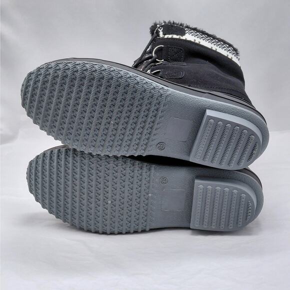 Mishansha Womens Snow Boots Size 9.5 Black Waterproof Winter Lace Up Fur Lined - Picture 14 of 15